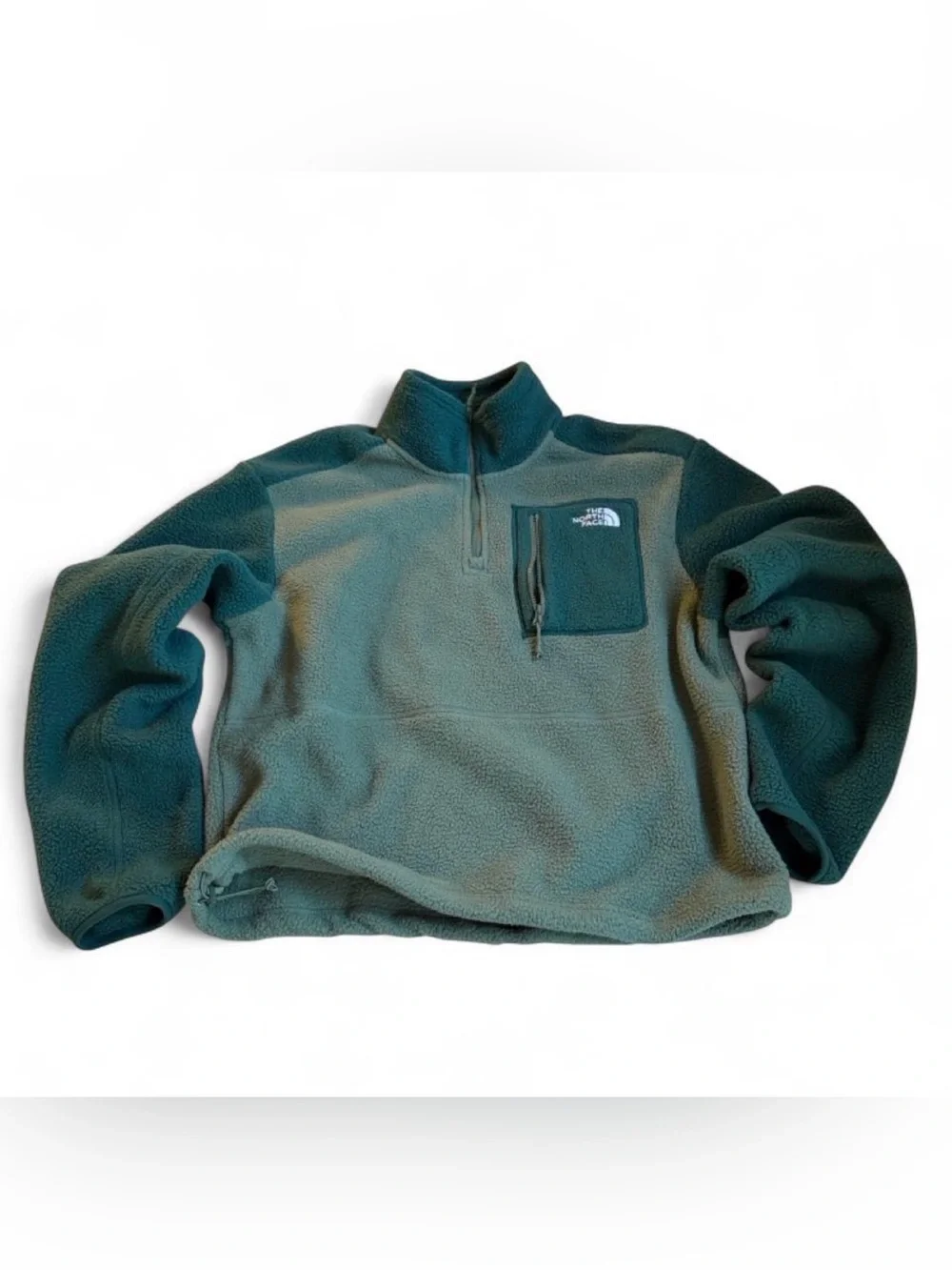 The North Face kids Two-Tone Teal Green Quarter-Zip Fleece Pullover
